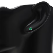 Green Agate Round Sterling Silver Stud Earrings, e440st